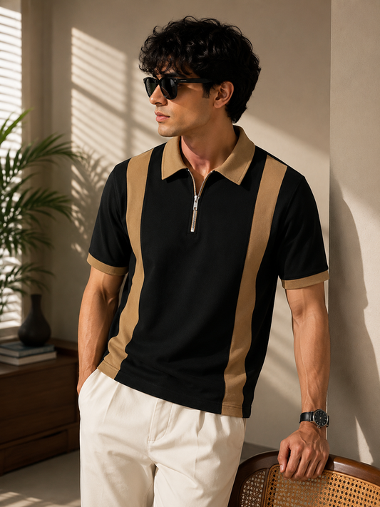 Luxe Line Zip Polo for Men