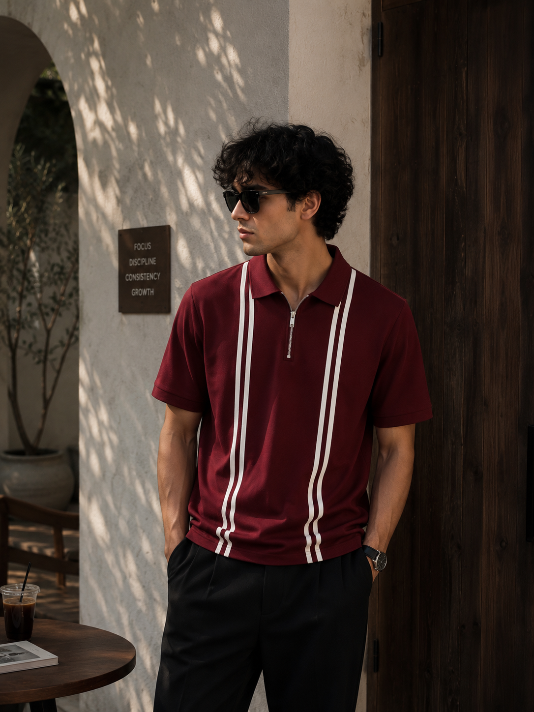 Minimal Stripe Polo (Slim Clean Look)