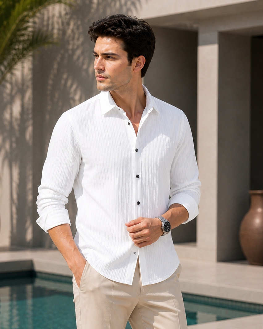 Premium Textured Button-Up Casual Shirt