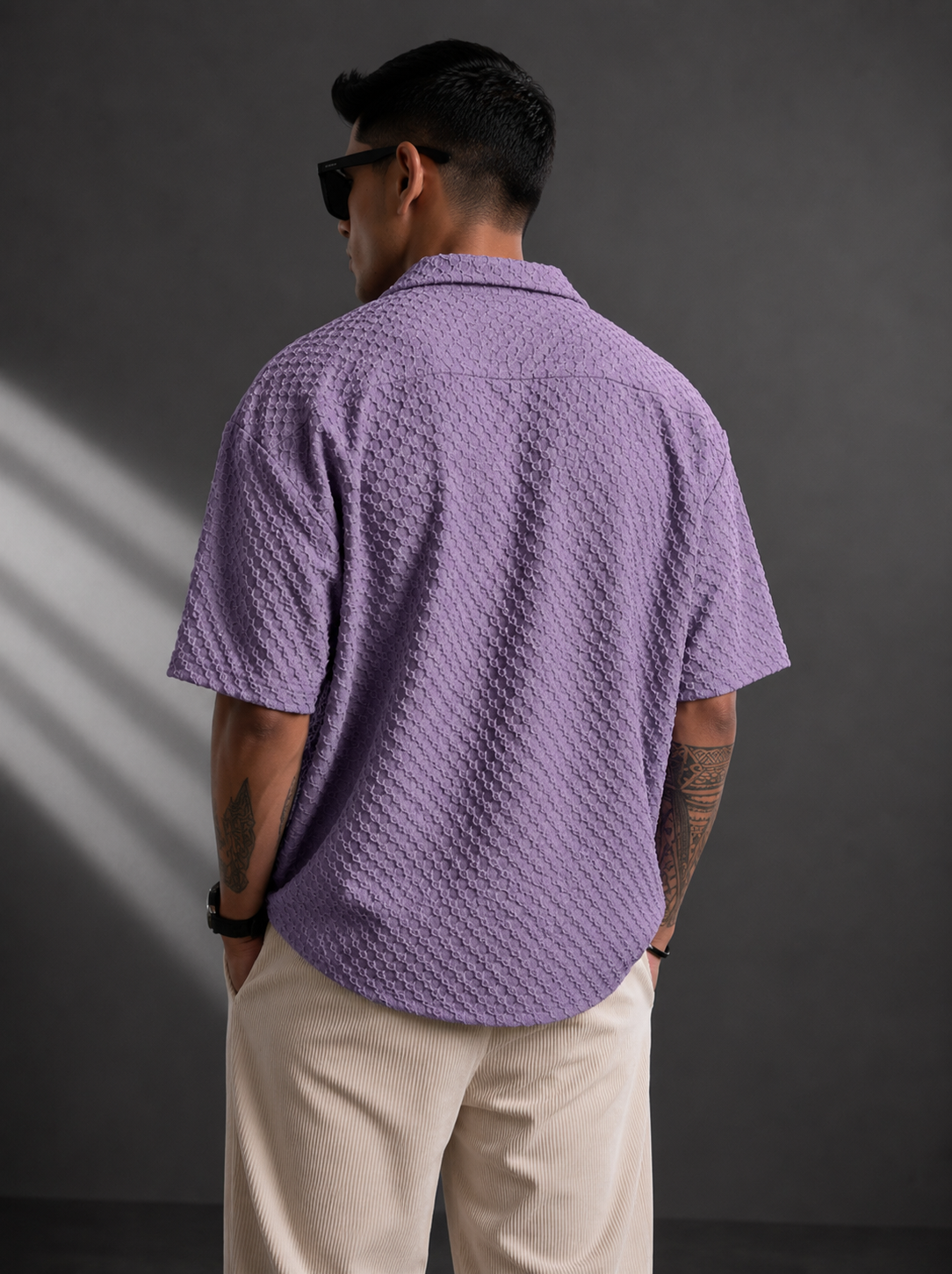 Men’s Textured Relaxed Fit Casual Cuban Collar Shirt