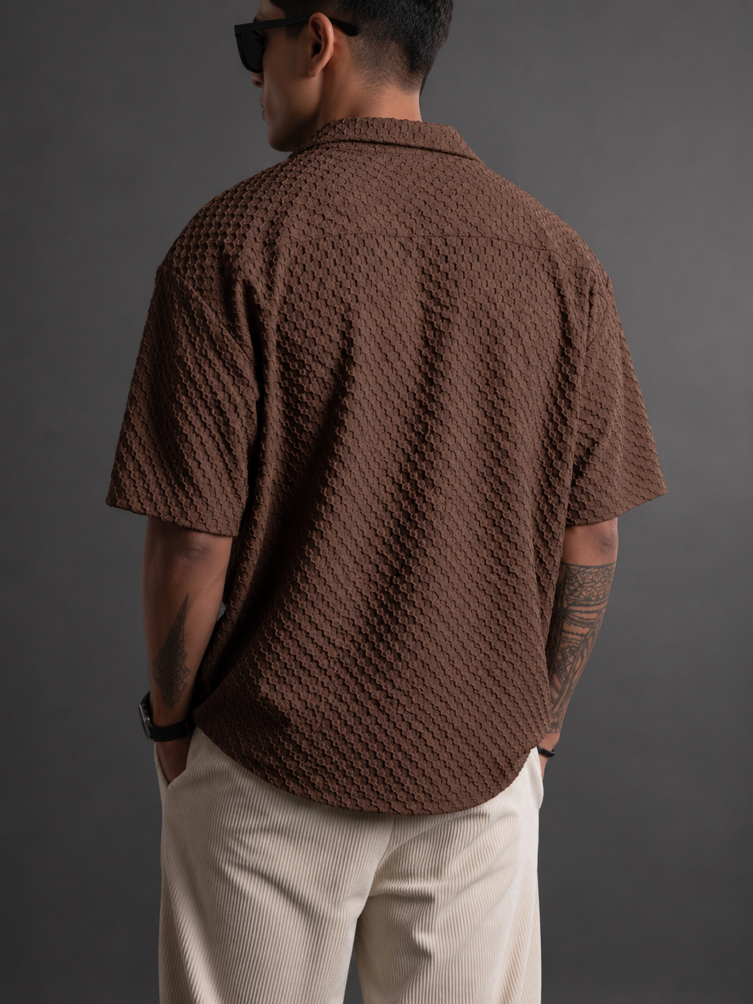 Men’s Textured Relaxed Fit Casual Cuban Collar Shirt