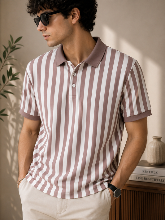 Men’s Vertical Stripe Polo T-Shirt