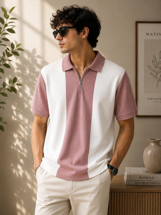 Urban Luxe Vertical Panel Zip Polo