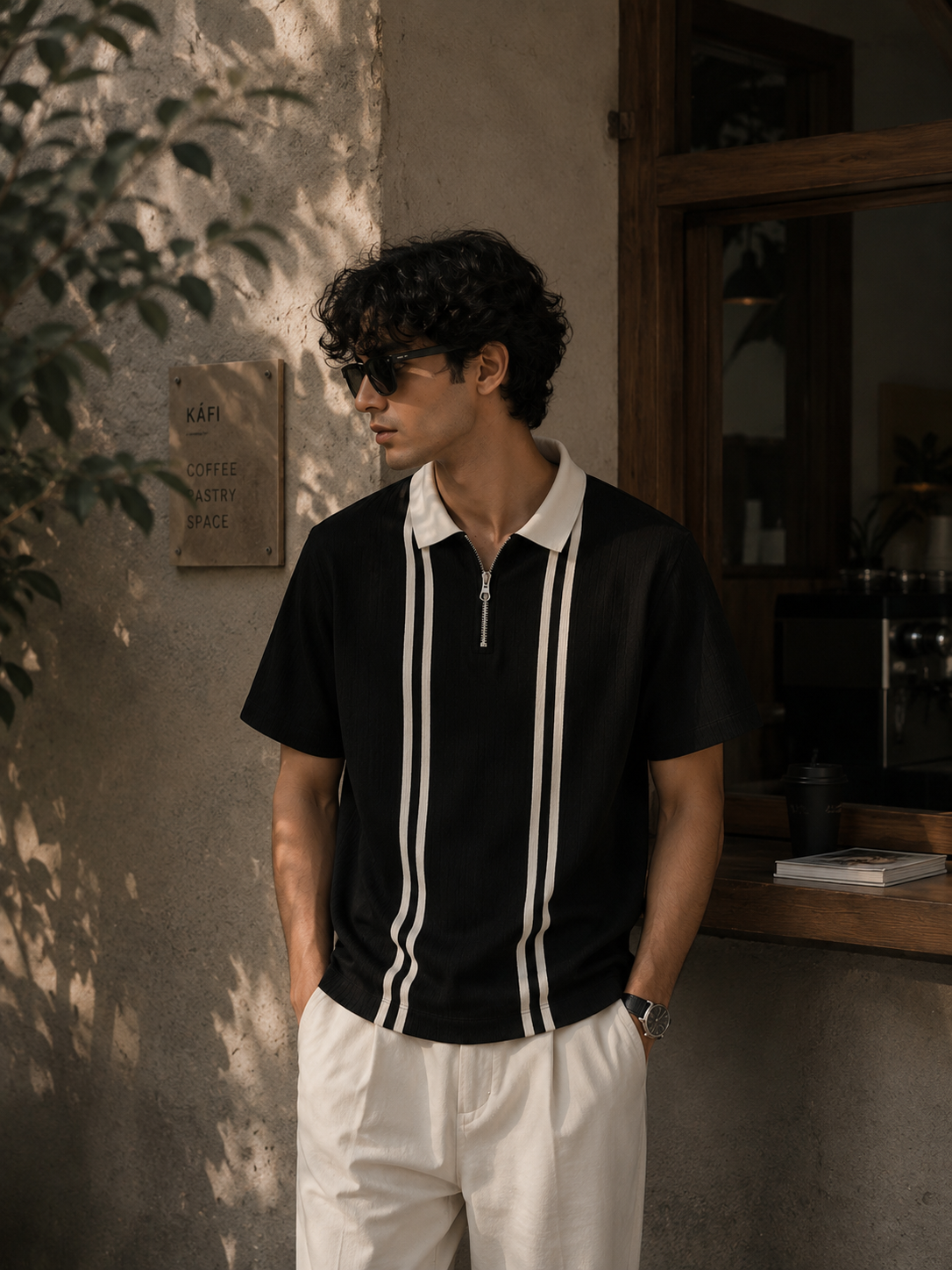 Minimal Stripe Polo (Slim Clean Look)