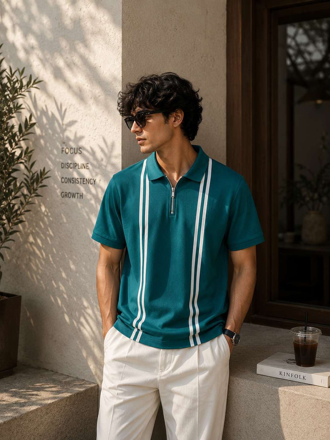 Minimal Stripe Polo (Slim Clean Look)